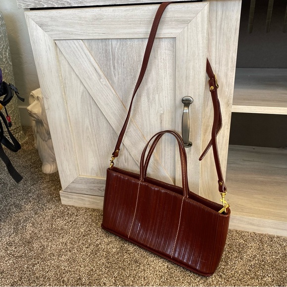 Vintage CEM Brown Leather 80's/90's Shoulder Handled Crossbody Handbag - Picture 8 of 14